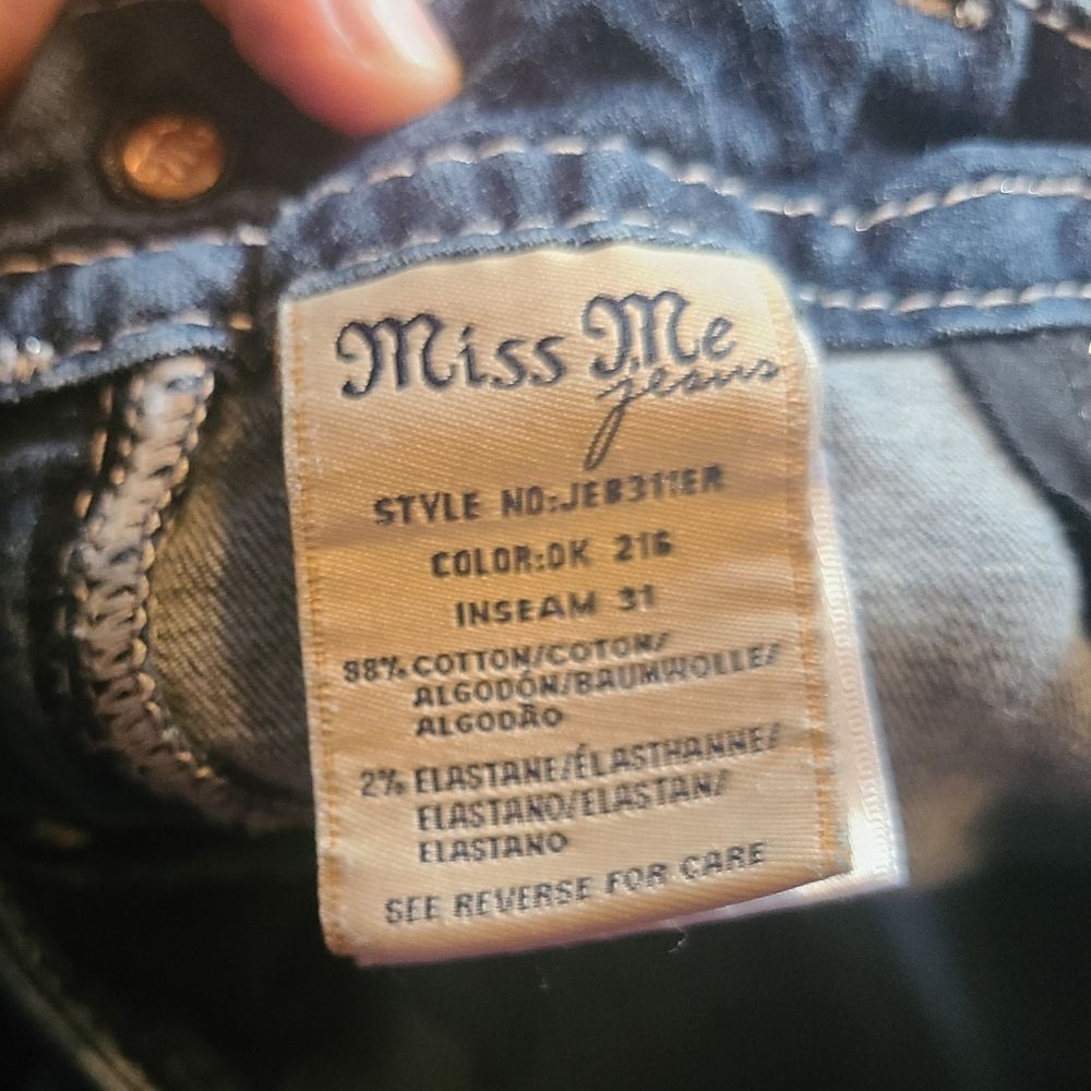 Miss ME women's Embroidered Back Pocket Jeans SIZE 27 Easy Boot Cut Midrise - Picture 7 of 8